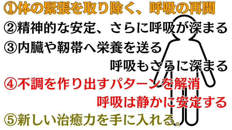 オステオパシーの自然治癒力の段階的な表現
